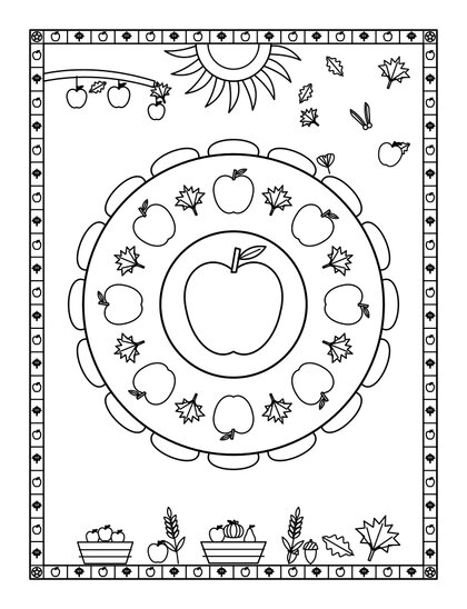 Free Autumn page: Apple Orchard mandala